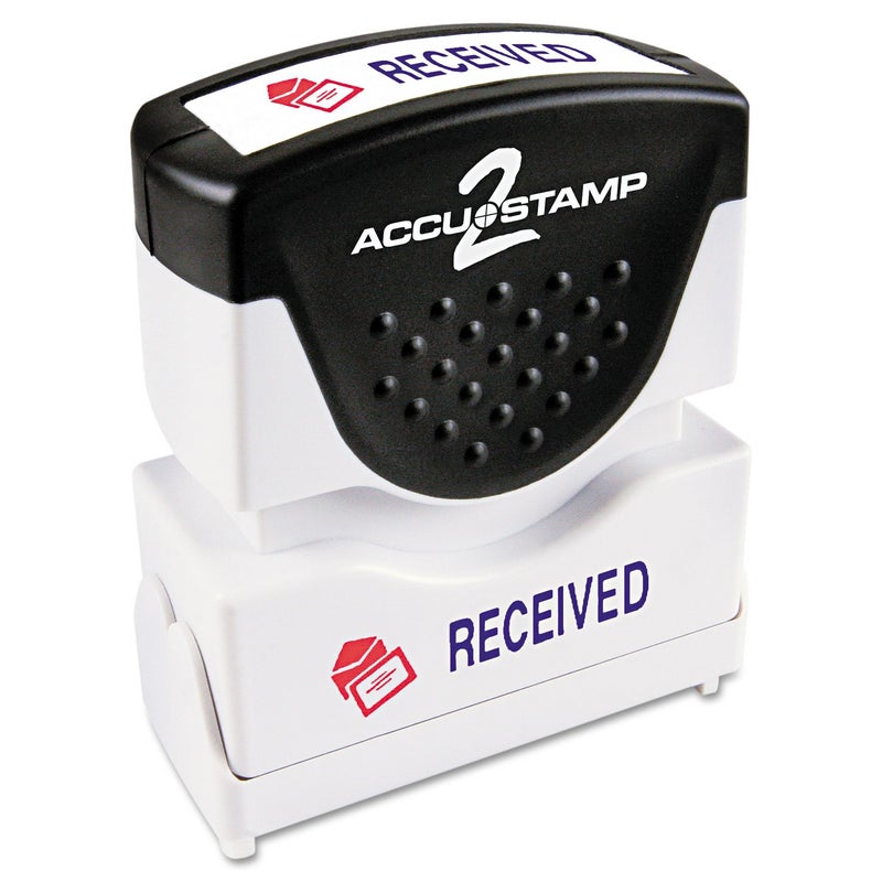 ACCUSTAMP2 035537 Pre-Inked Shutter Stamp with Microban, Red/Blue, Received, 1 5/8 x 1/2 - Image 1